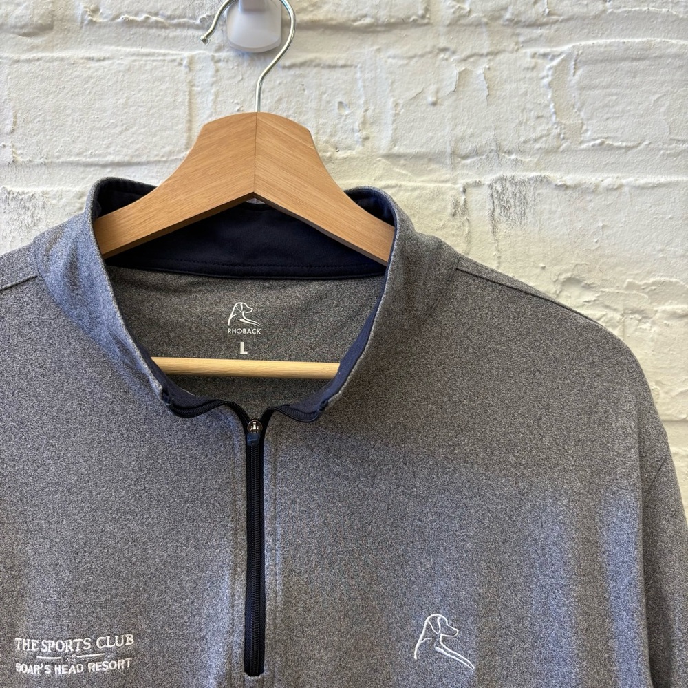 Rhoback || Performance Q-Zip Pullover Quarter Zip 1/4 Boars Head Gray Large - Picture 2 of 8